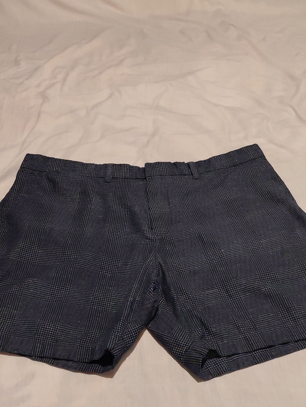 Mens Hilfiger Navy Blue Plaid 100% Cotton Shorts with Branded Waist Label Sz 40